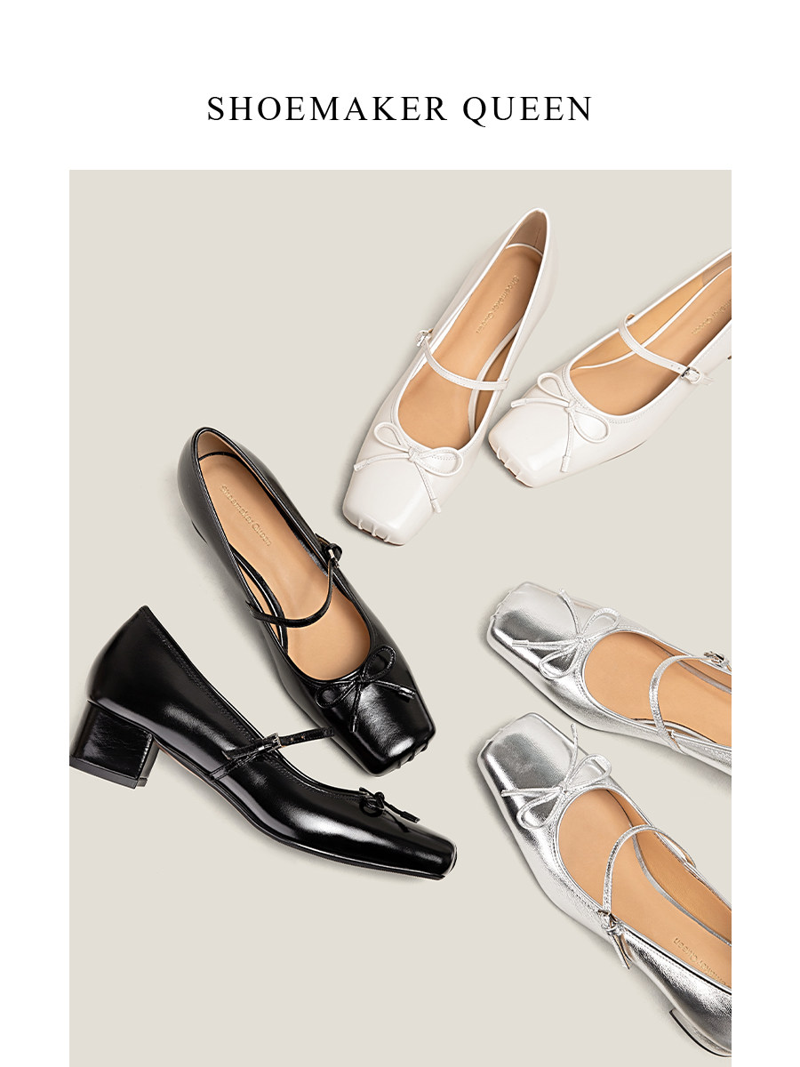 【鞋匠女王×王牌经典】英国Jin口油蜡皮芭蕾舞单鞋粗跟玛丽珍鞋主图