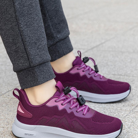 张凯丽老人鞋女2026新款飞织网透气软底健步鞋老年妈妈舒适运动鞋