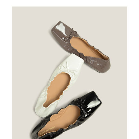 【鞋匠女王×原创设计】意大利手工褶皱蝴蝶结芭蕾舞鞋软平底单鞋