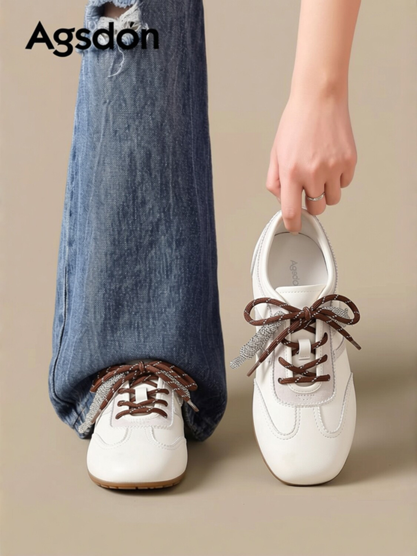 奥古狮登复古德训鞋女款2026春季新款阿甘运动板鞋薄底芭蕾小白鞋主图