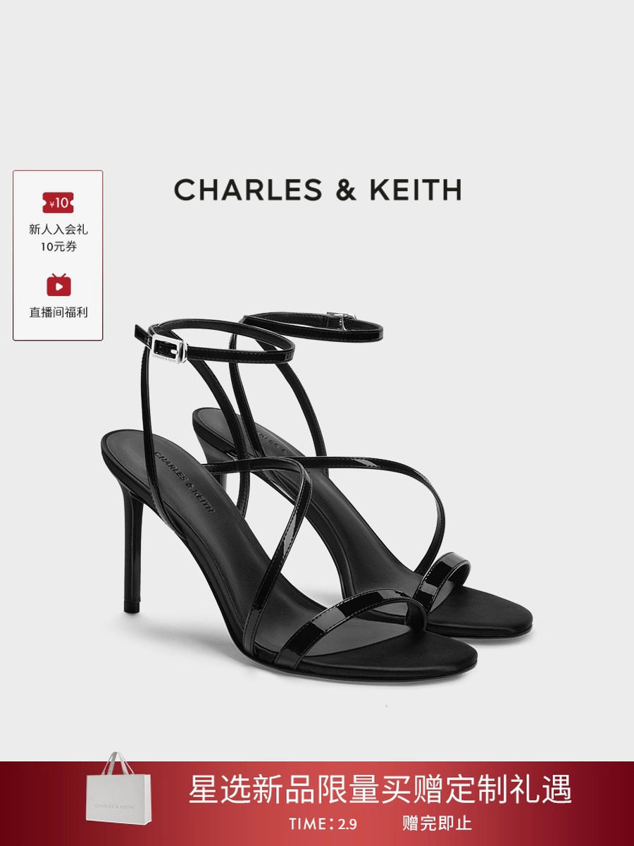 CHARLES&KEITH26春新款CK1-60361604法式一字带高跟细带罗马凉鞋主图