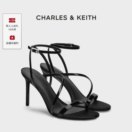CHARLES&KEITH26春新款CK1-60361604法式一字带高跟细带罗马凉鞋