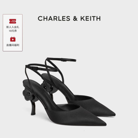 CHARLES&KEITH26春新款CK1-60580337花朵系列尖头高跟鞋包头凉鞋