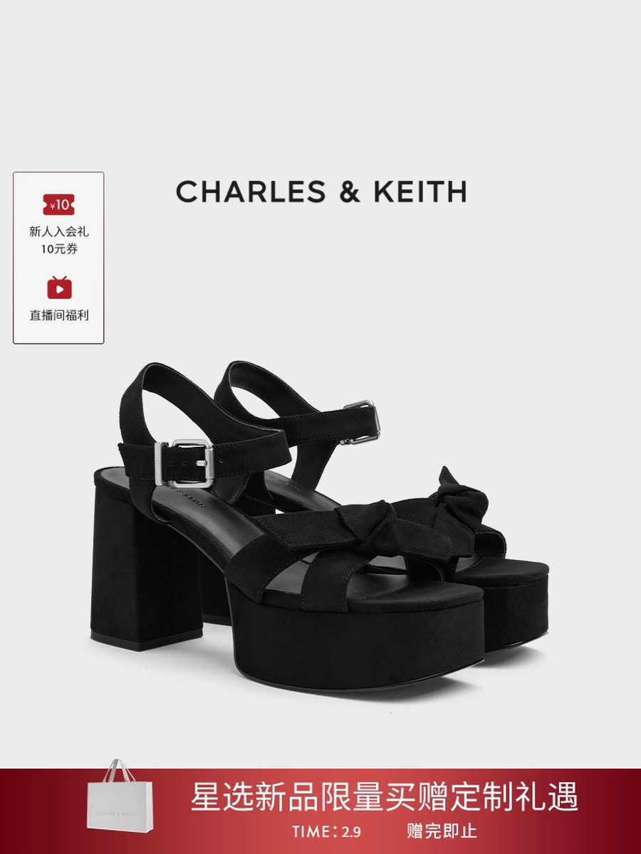 CHARLES&KEITH26春新款CK1-60580329方头蝴蝶结厚底凉鞋高跟鞋主图