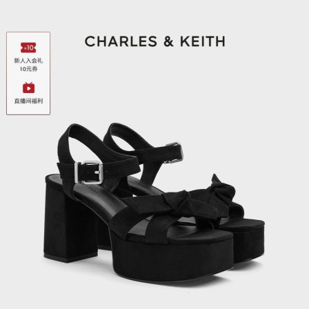 CHARLES&KEITH26春新款CK1-60580329方头蝴蝶结厚底凉鞋高跟鞋