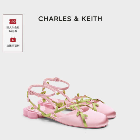 CHARLES&KEITH26春新款CK1-70381203花朵系列度假风平底凉鞋单鞋