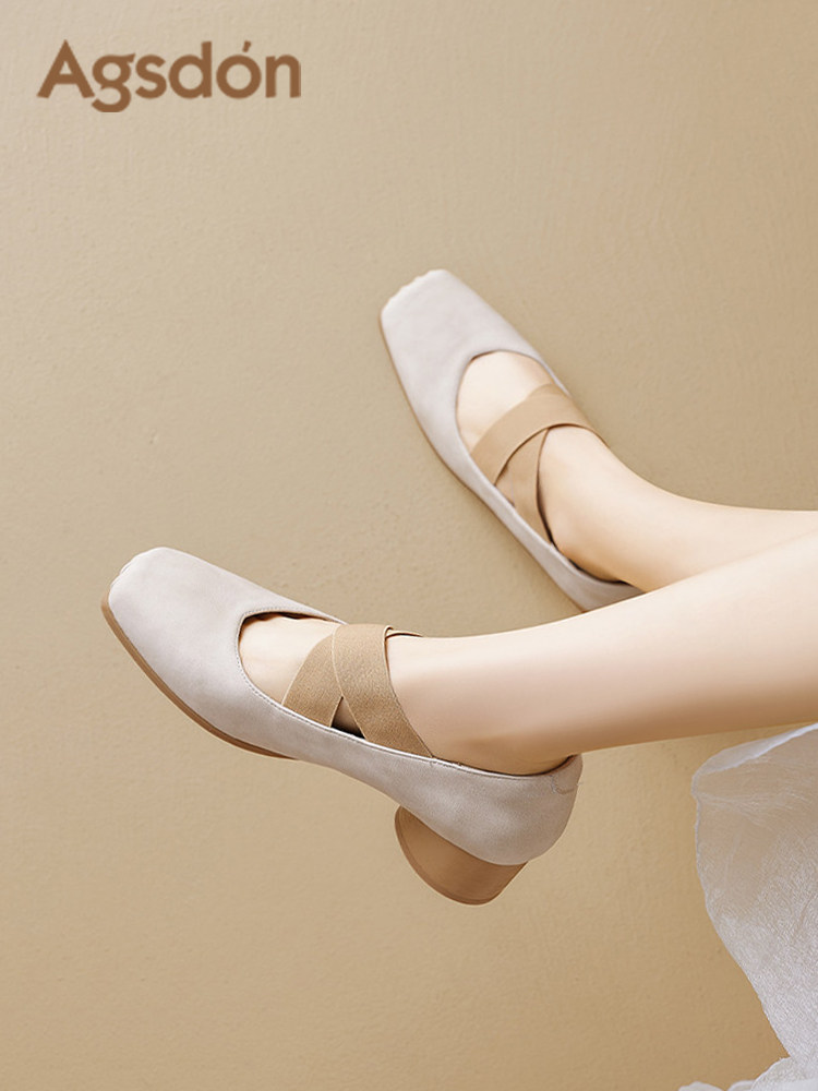 奥古狮登芭蕾单鞋女2026新款春季法式浅口软底方头新中式玛丽珍鞋主图