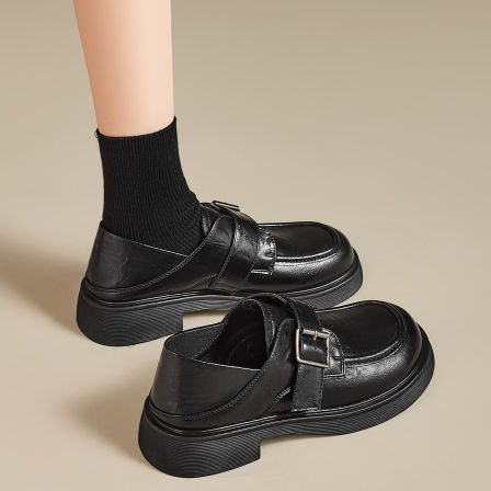 奥古狮登乐福鞋女2026新款春季厚底增高复古小皮鞋通勤软底单鞋爆