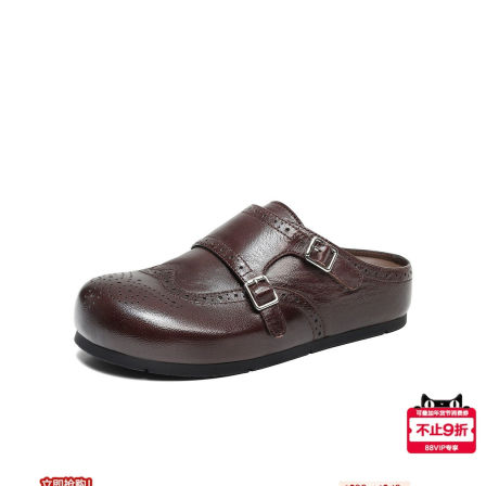 百丽羊皮布洛克勃肯鞋女2026布洛克孟克软底可外穿包头半拖F6X1DA