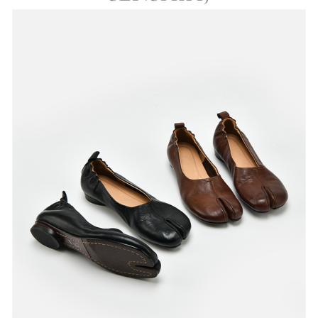 SENSHIHJ/森诗和匠头层水洗牛皮浅口平底单鞋女春夏软底分趾女鞋