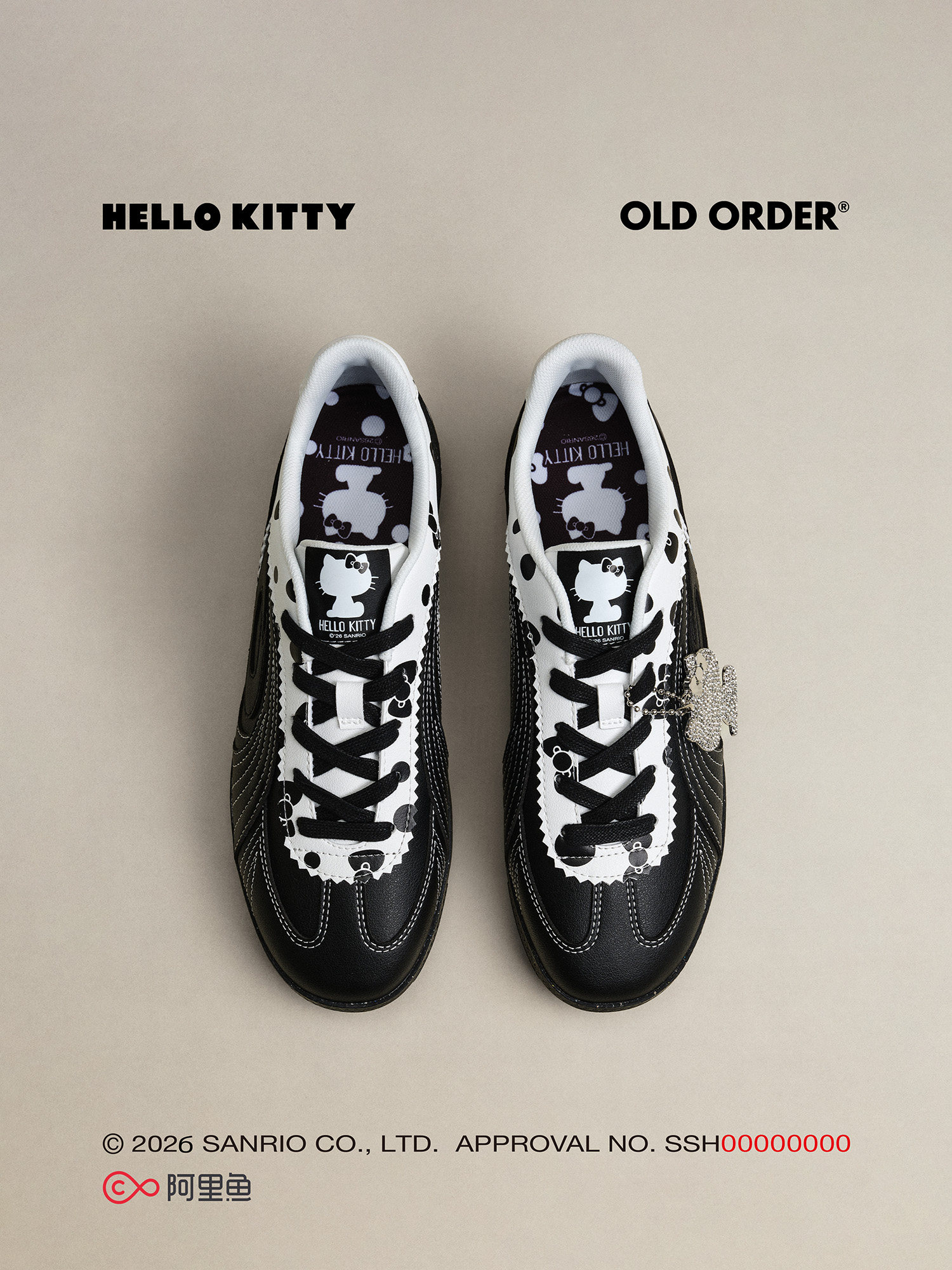 OLDORDER-涡轮Lite-凯蒂波点黑Kitty black Dot休闲百搭德训鞋女主图