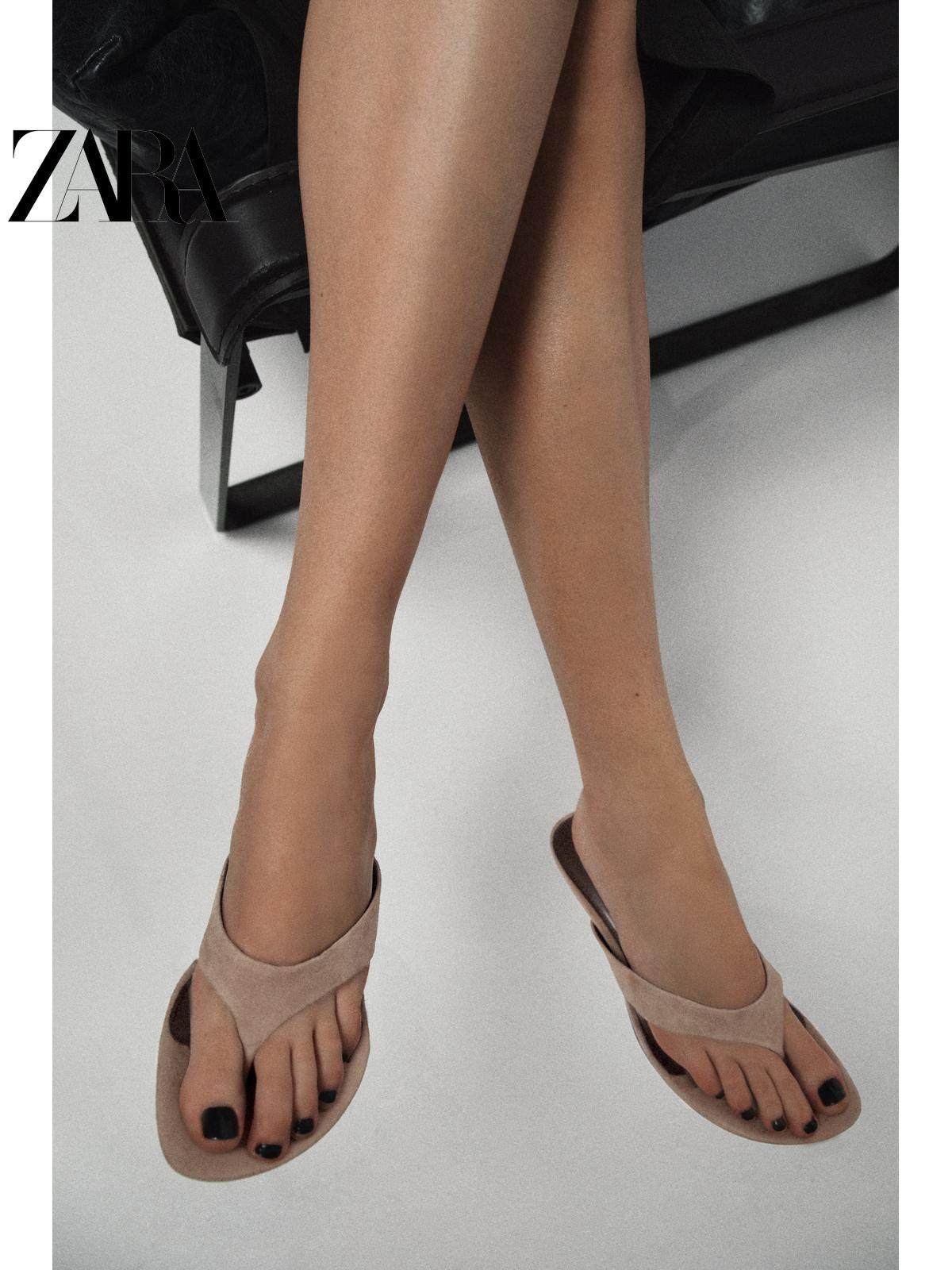 ZARA2026春夏新品 女鞋 反绒皮前吊带夹脚细高跟凉鞋 1313710 102主图