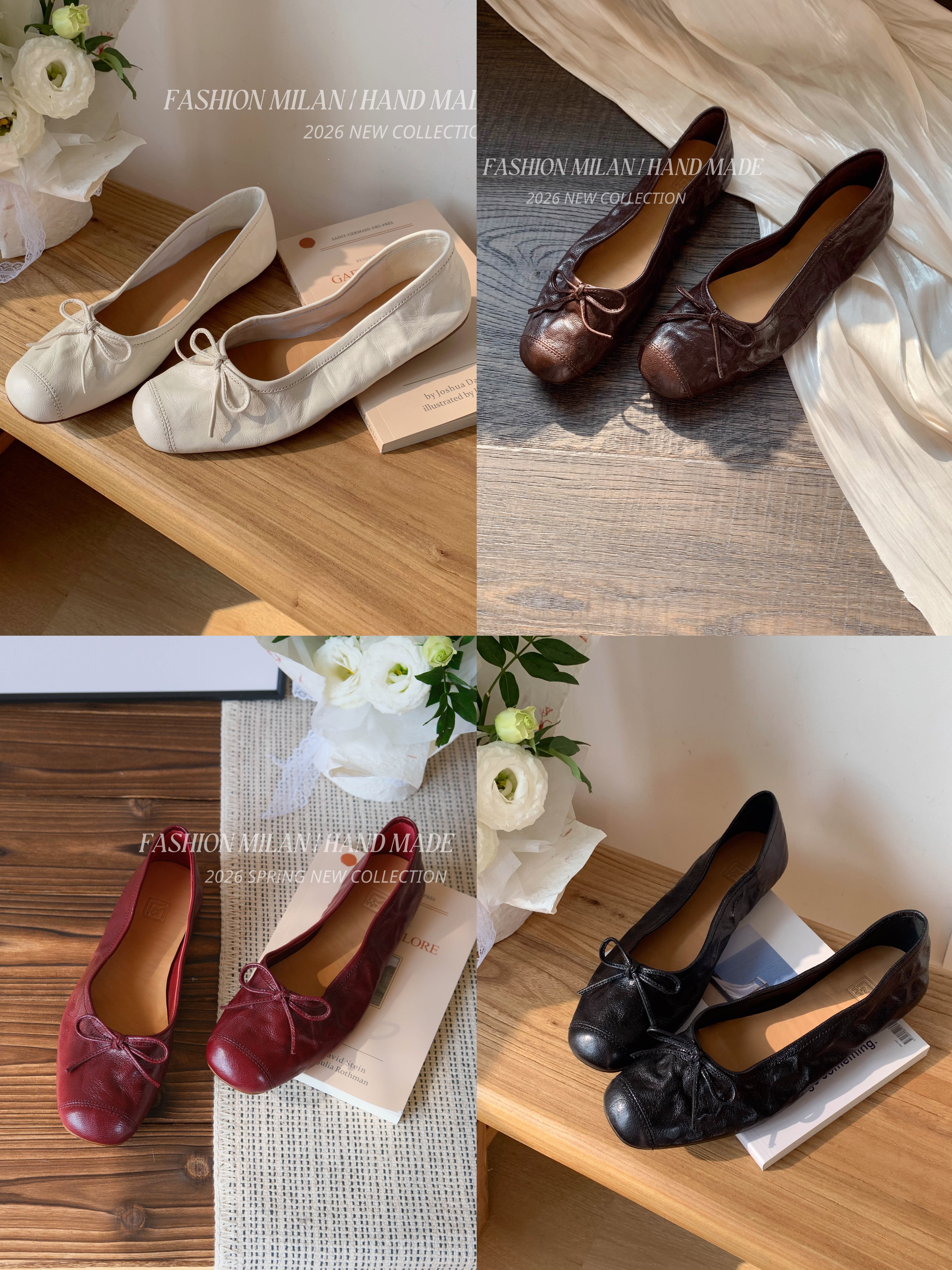 F.M法式复古蝴蝶结芭蕾舞鞋女外穿圆头浅口平底单鞋百搭奶奶鞋主图