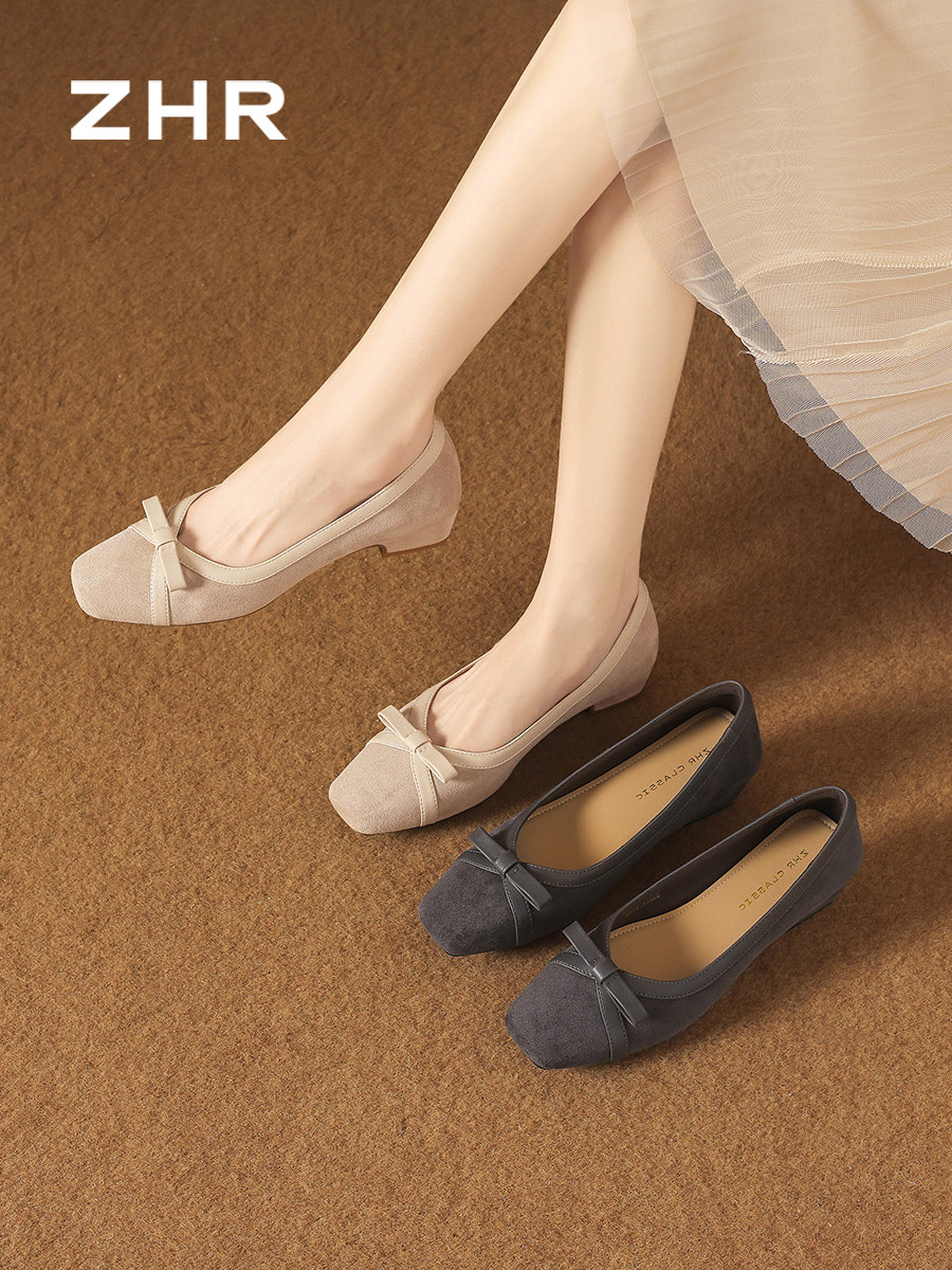 ZHR则则粗跟芭蕾单鞋女春季2026新款复古玛丽珍配裙子软底豆豆鞋主图