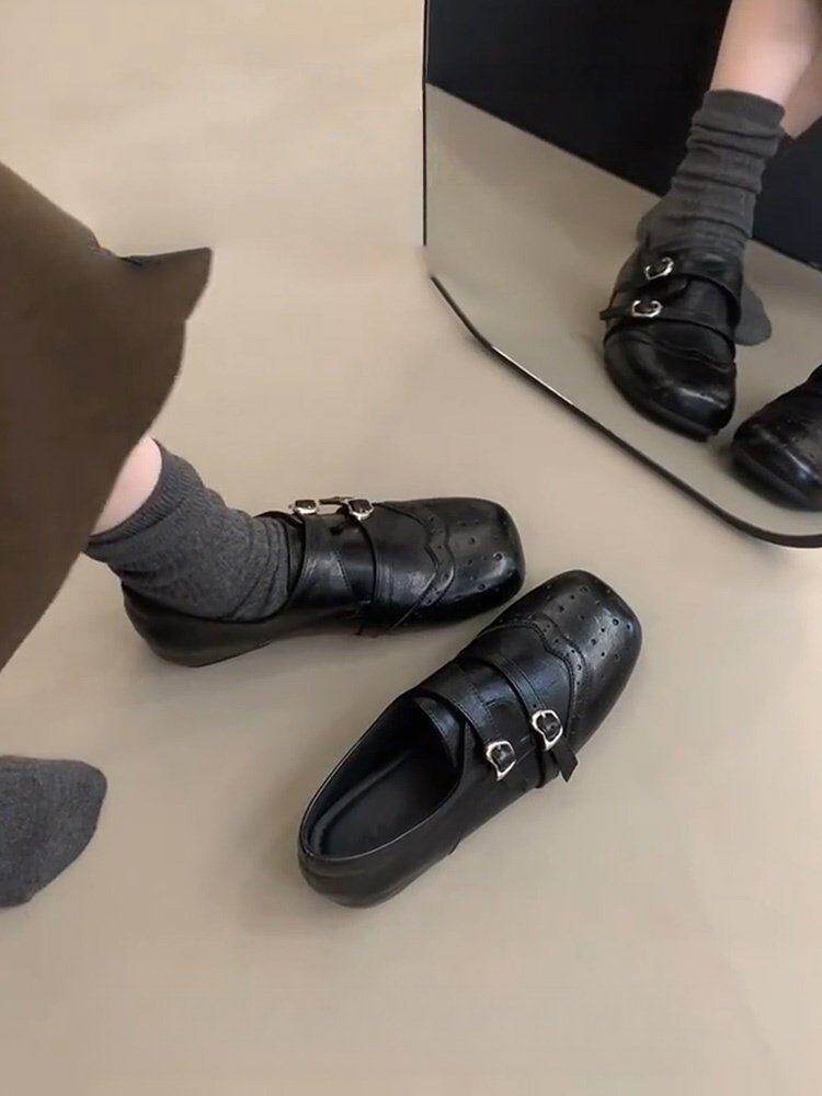 软底内增高玛丽珍小皮鞋女2026新款春季一脚蹬配裙子勃肯乐福单鞋主图