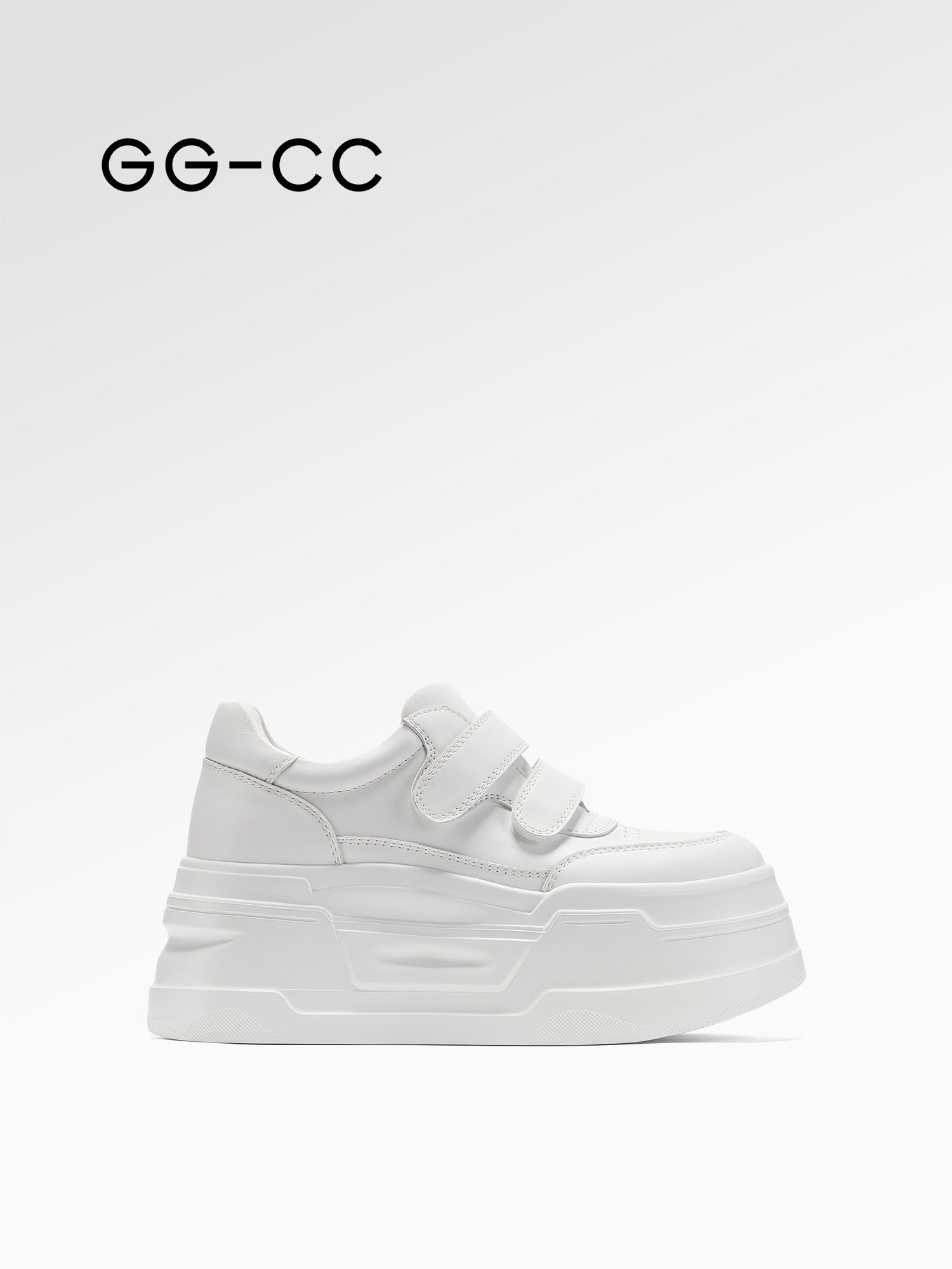 【留白周末】GGCC2026年春季新款时尚厚底魔术贴板鞋女休闲小白鞋主图