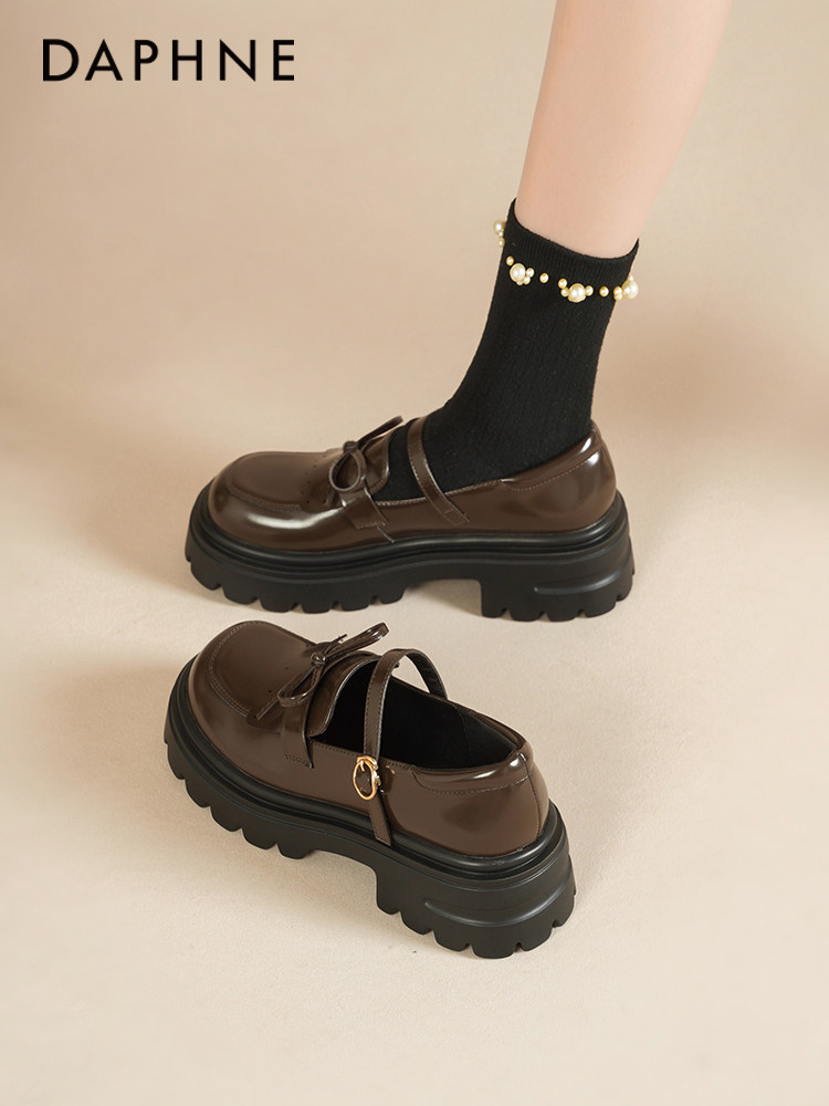达芙妮厚底乐福鞋女2026新款春季棕色英伦风jk小皮鞋复古玛丽珍鞋主图