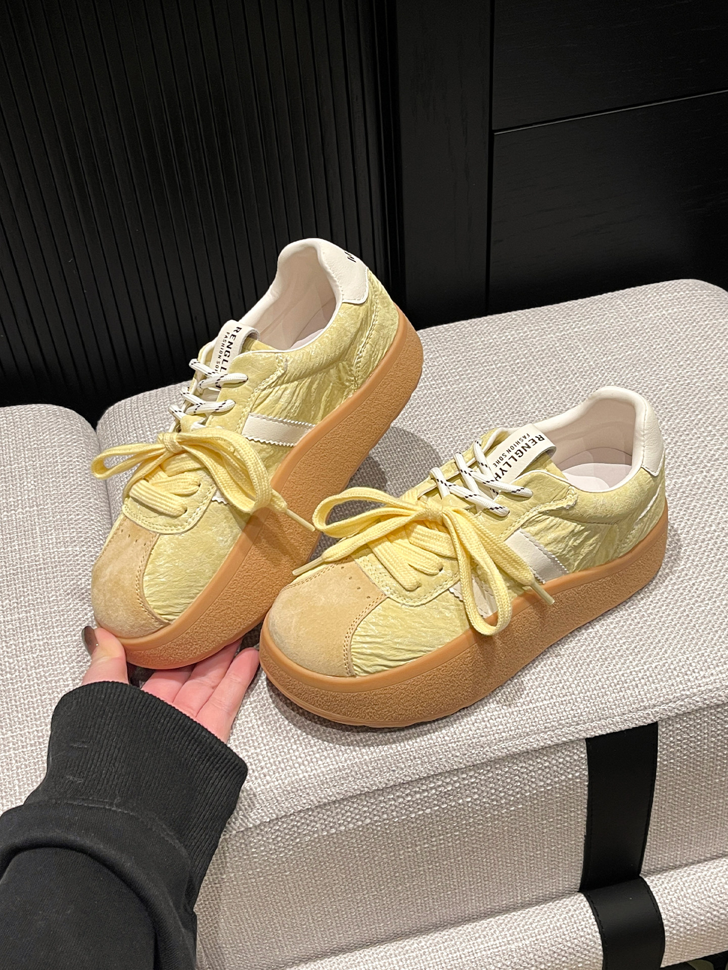 厚底增高德训鞋女2026春季新款绝美摇摇松糕小众复古休闲百搭板鞋主图