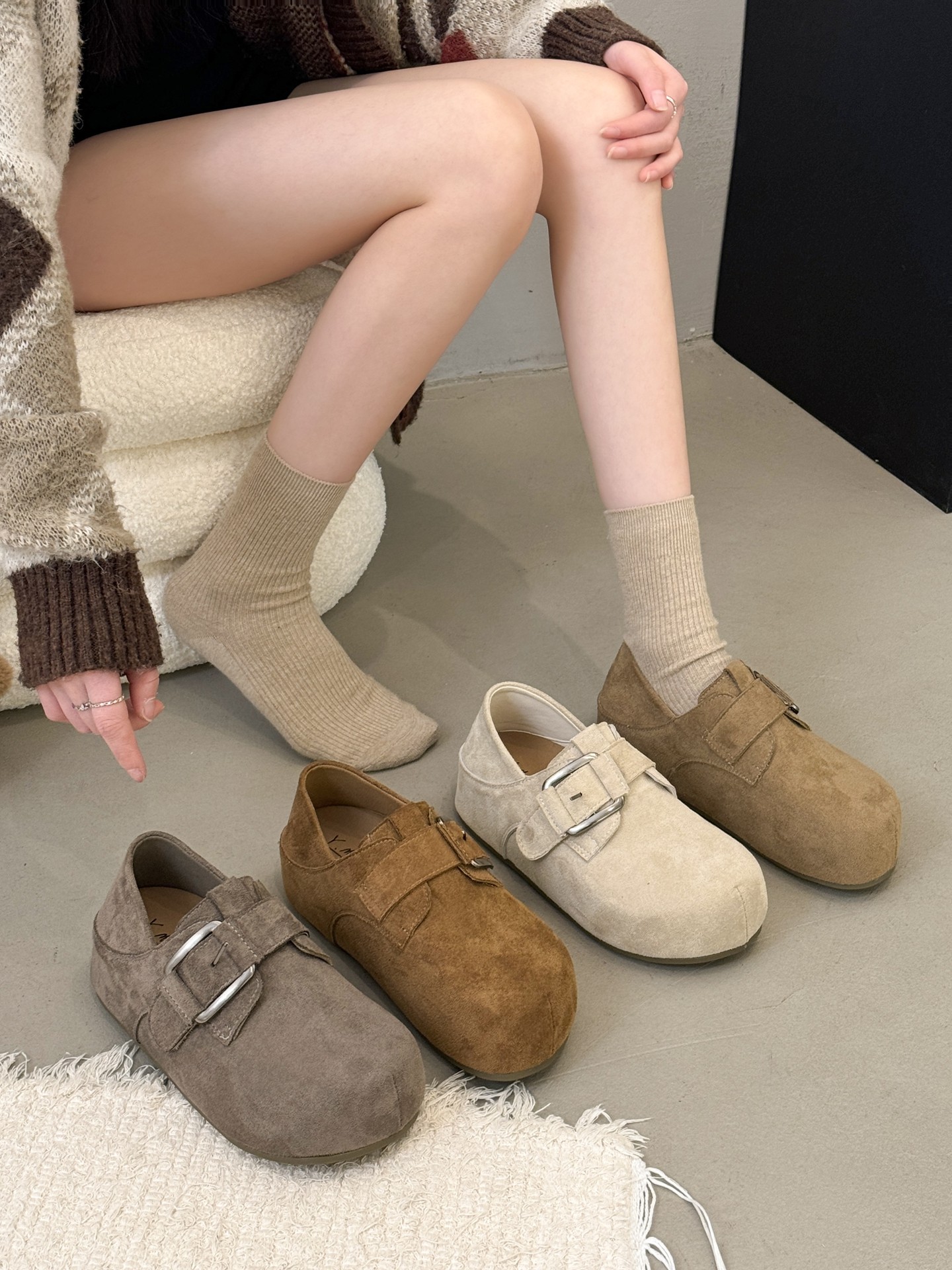 贾不假厚底勃肯鞋女款2026新款春季鞋子全包内增高单鞋两穿博肯鞋主图