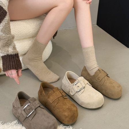 贾不假厚底勃肯鞋女款2026新款春季鞋子全包内增高单鞋两穿博肯鞋