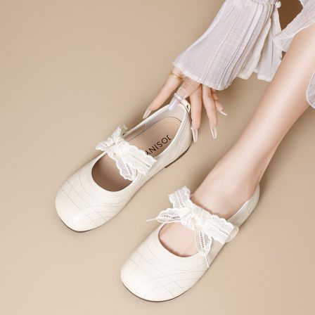 卓诗尼法式玛丽珍女鞋2026春季新款蝴蝶结晚晚鞋甜美蕾丝平底单鞋