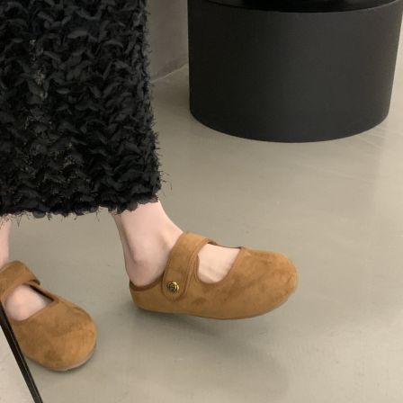 厚底勃肯鞋女包头半拖鞋外穿2026新款春季鞋子复古懒人一脚蹬单鞋