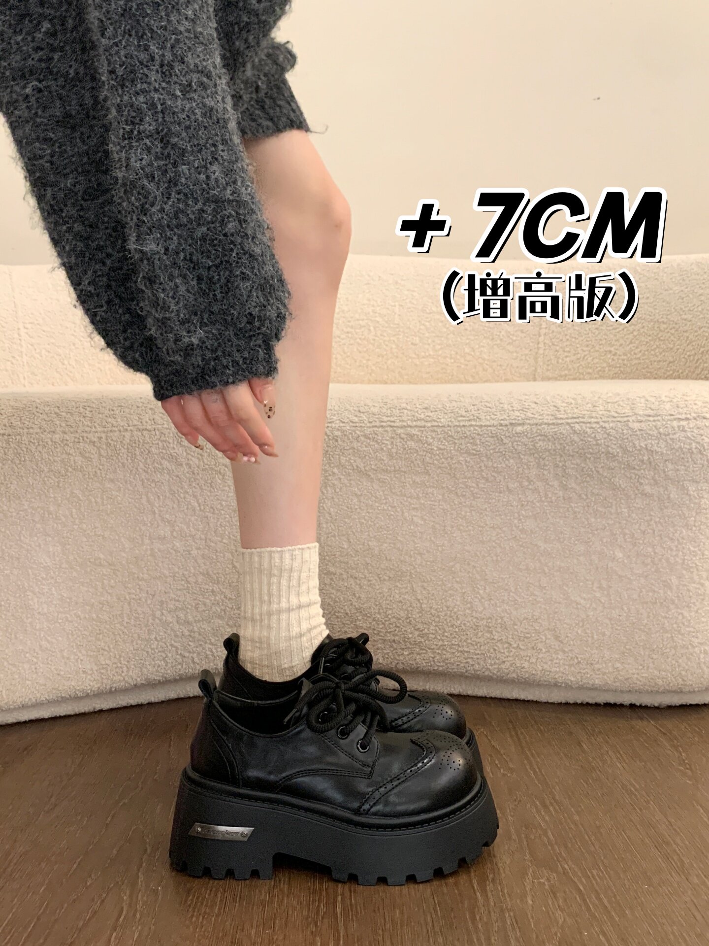 厚底增高乐福鞋女款2026新款春季百搭复古英伦风小皮鞋玛丽珍单鞋主图