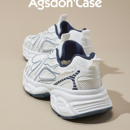 奥古狮登厚底老爹鞋女白色百搭轻便透气运动鞋不累脚2026春季新款