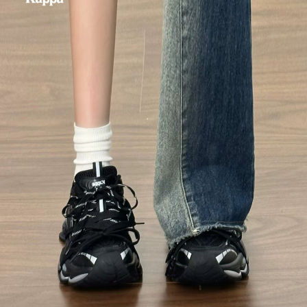 Kappa星环鞋厚底老爹鞋女款2026年超火的鞋子春季新款黑色运动鞋