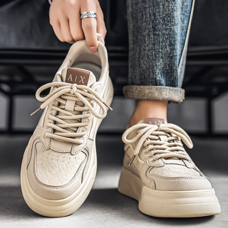 男鞋2026春季新款韩版潮流百搭休闲小白板鞋男士运动厚底增高潮鞋主图