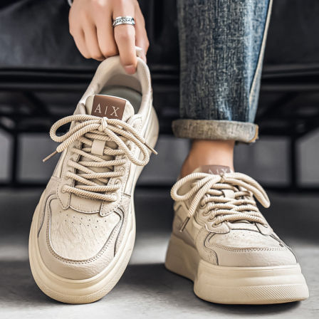 男鞋2026春季新款韩版潮流百搭休闲小白板鞋男士运动厚底增高潮鞋