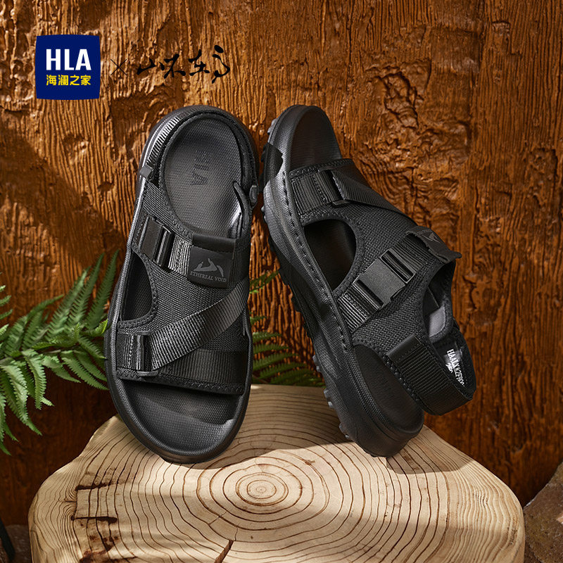 海澜之家2026春季新款男凉鞋户外运动两穿舒适防滑休闲沙滩鞋黑色主图