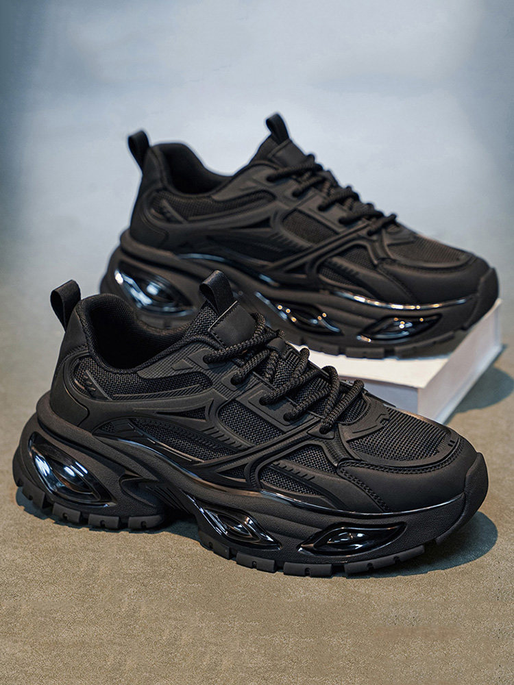 男鞋春季网面透气减震软底休闲跑步运动鞋防滑厚底黑武士老爹潮鞋主图
