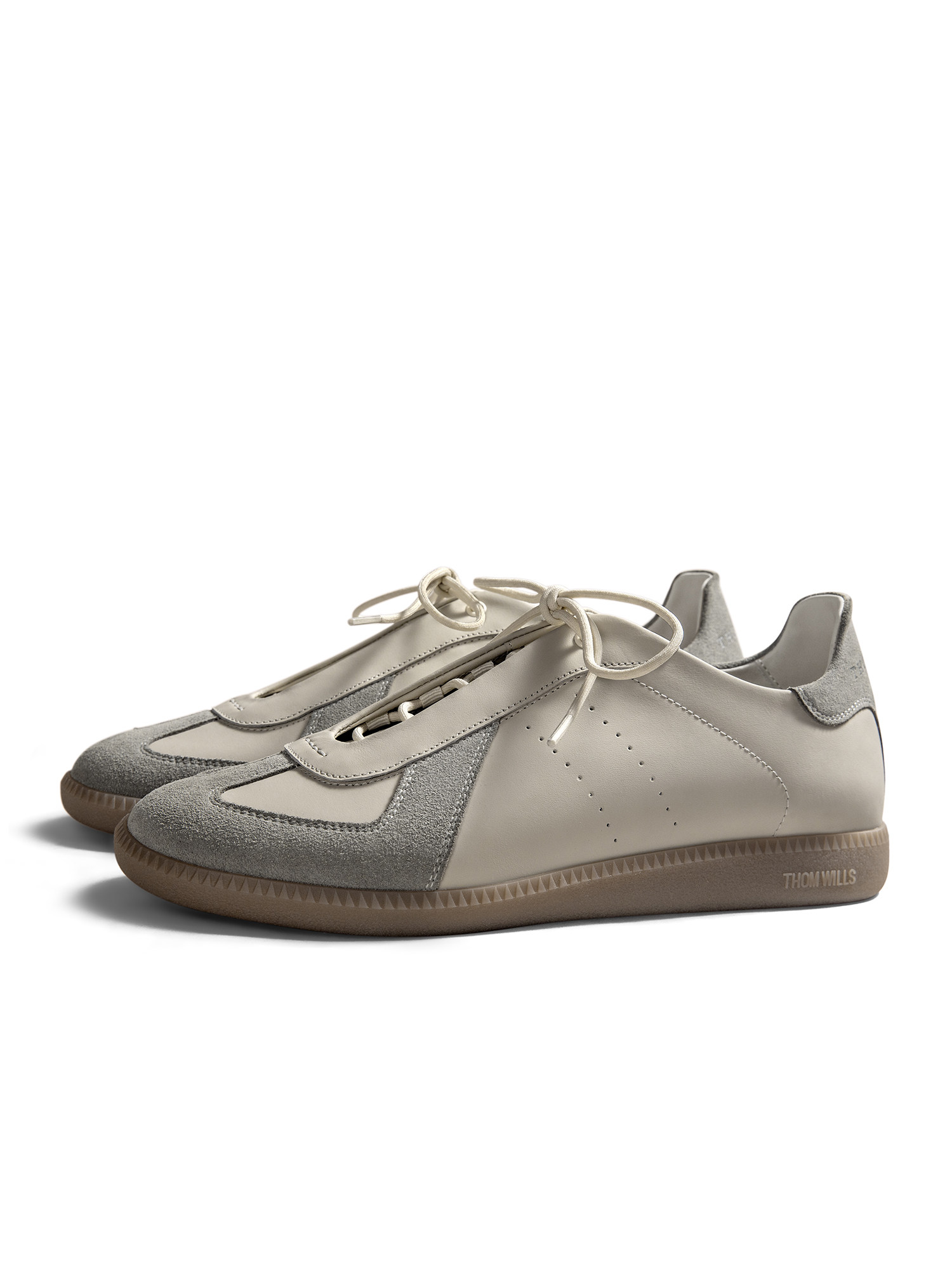 ThomWills新款内增高德训鞋男真皮复古T头鞋舒适通勤软底小白鞋春主图