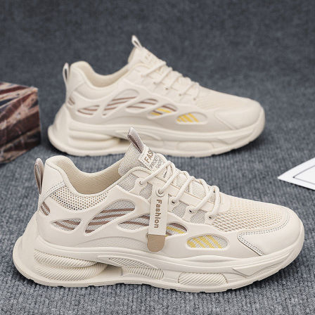 男鞋2026新款春季防滑防臭网面透气增高软底休闲跑步运动老爹潮鞋