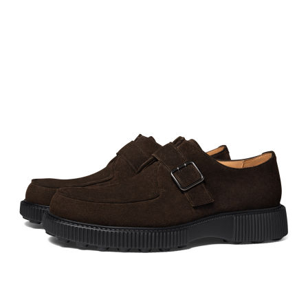 ThomWills反绒皮搭扣乐福鞋男增高厚底皮鞋复古英伦风休闲孟克鞋