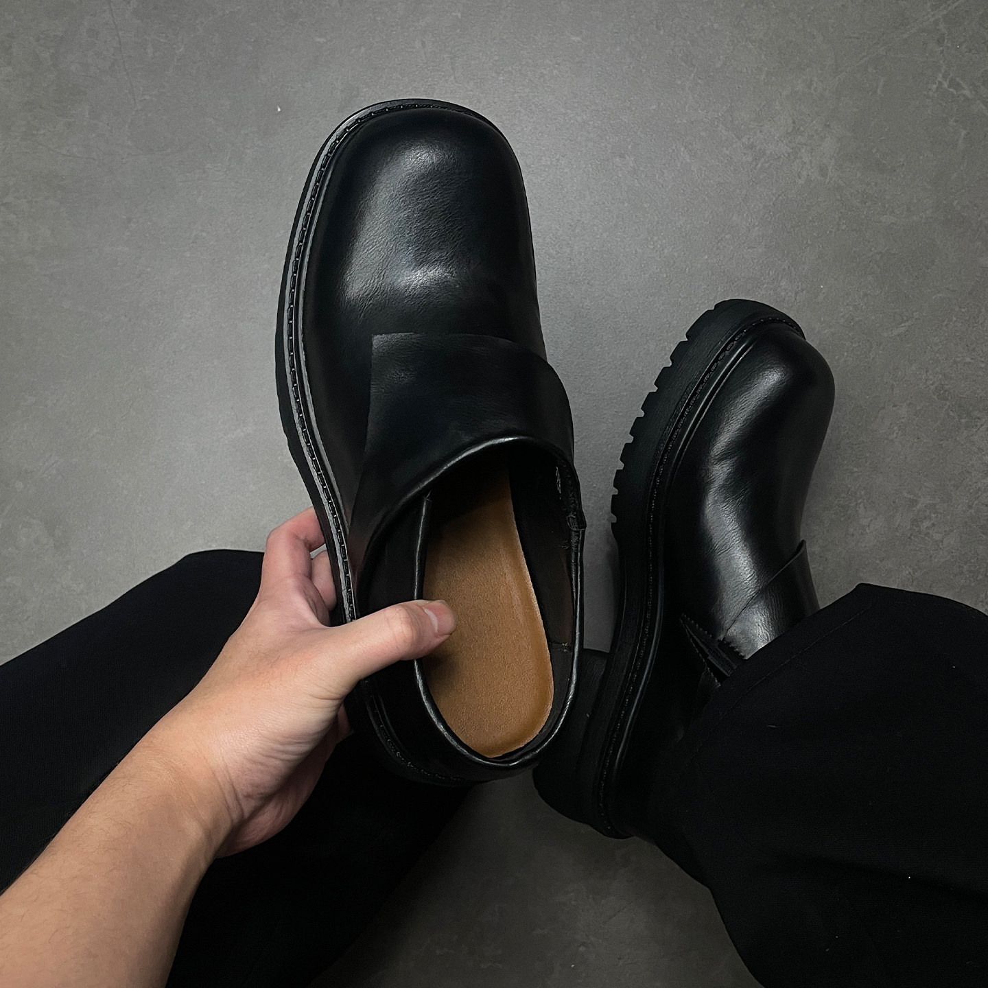 新款皮鞋男厚底增高懒人一脚蹬老钱风大头德比鞋高级感通勤上班鞋主图