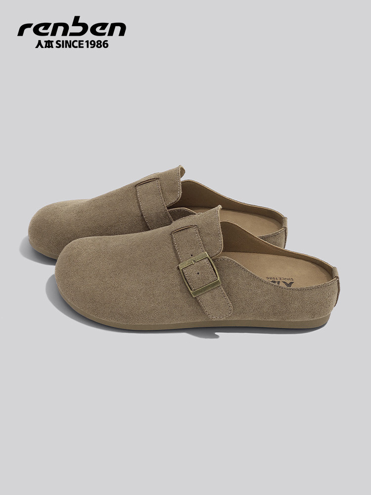 人本半拖勃肯鞋男2026春夏季新款内增高轻便平底一脚蹬通勤情侣鞋主图