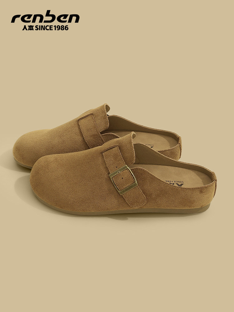 人本半拖勃肯鞋男2026春季新款不累脚百搭通勤ins耐磨经典懒人鞋主图