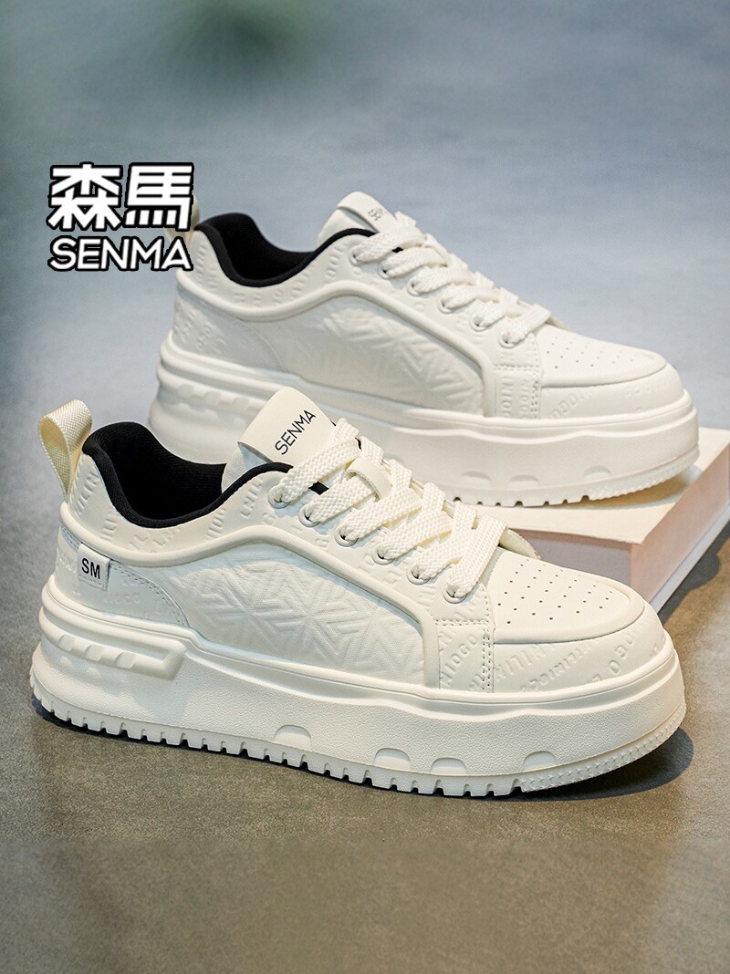 森马时尚高级感男鞋春季百搭潮牌小白鞋防滑运动潮鞋厚底增高板鞋主图