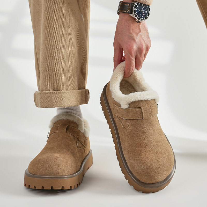 雪地靴男冬季加绒保暖棉鞋厚底一脚蹬增高小土豆穆勒懒人勃肯棉鞋主图