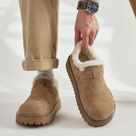 雪地靴男冬季加绒保暖棉鞋厚底一脚蹬增高小土豆穆勒懒人勃肯棉鞋