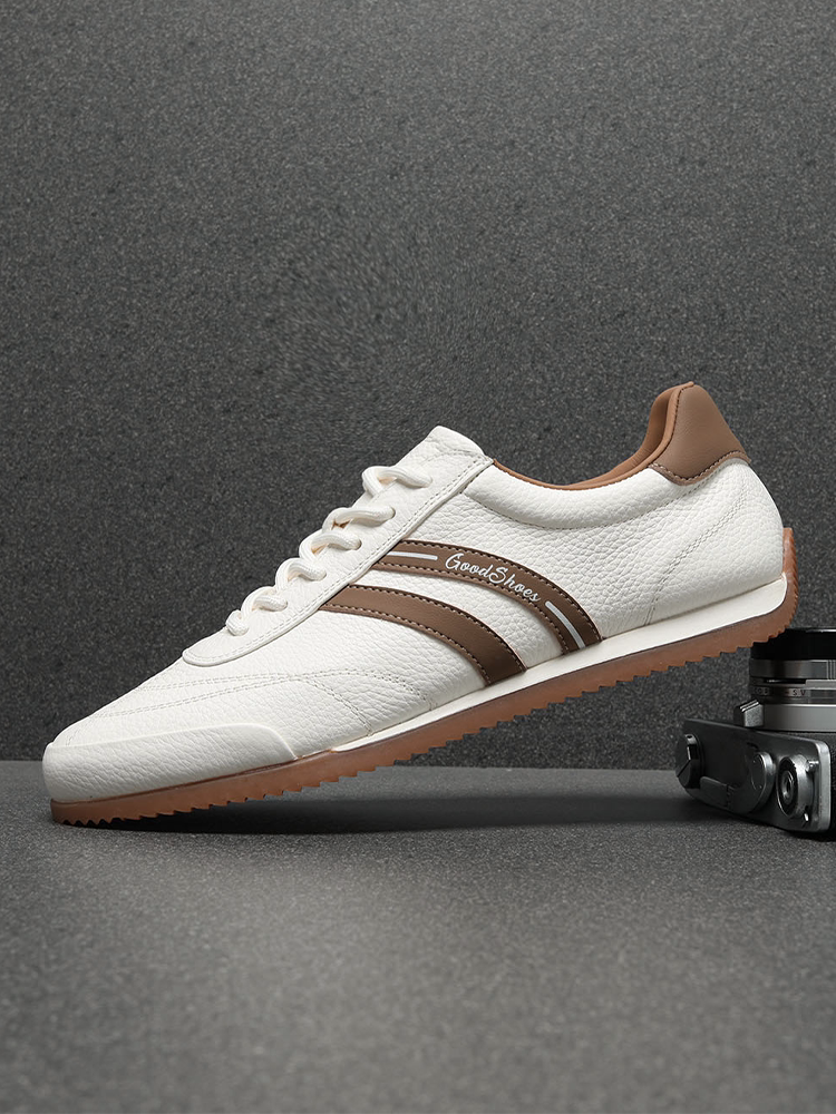 真皮男鞋2026春季德训鞋男拼色休闲皮鞋潮流透气小白鞋男软底板鞋主图