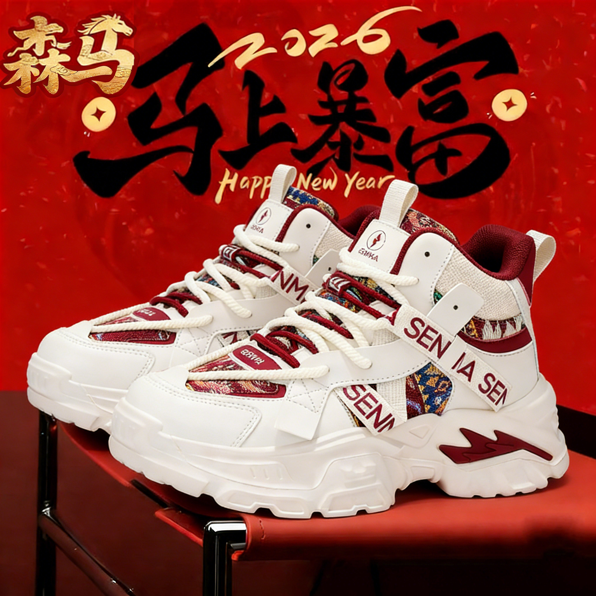 森马高帮鞋男2026春季新款百搭休闲运动鞋男士轻便软底跑步老爹鞋主图