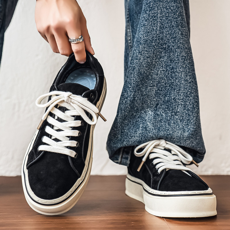 帆布男鞋2026新款春季百搭港风黑色低帮布鞋防滑软底运动休闲板鞋主图