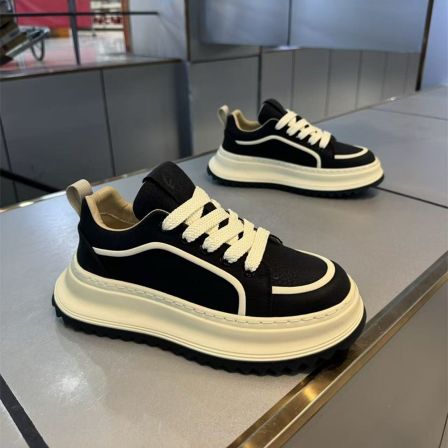 李宇新男鞋春季2026新款青少年百搭厚底增高休闲潮鞋黑色运动板鞋