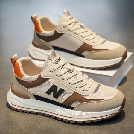 男鞋2026新款春季青少年网面跑步运动鞋防滑增高软底休闲老爹潮鞋