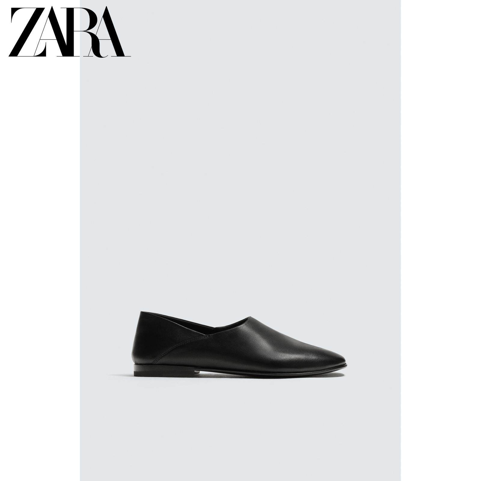 ZARA2026春夏新品 男鞋 黑色简约皮革船鞋薄底乐福鞋 2601720 800主图