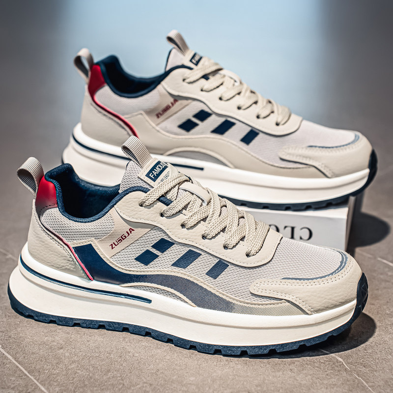 阿甘男鞋2026新款春季防滑防臭增高软底百搭休闲网面跑步运动潮鞋主图