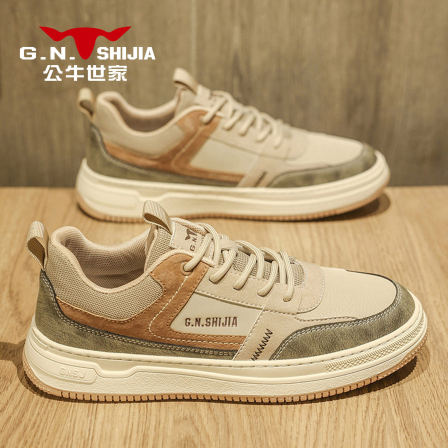 公牛世家鞋子男鞋春季2026新款时尚拼接板鞋运动潮流休闲男士鞋子